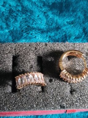 Gold-Tone Crystal Huggie Hoop Earrings - Clear/Gold